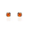 Boucles D'oreilles Puces Argent Blanc Joude Ambre