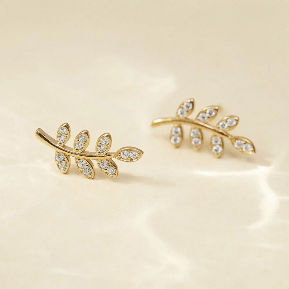 Boucles D'oreilles Puces Ael Or Jaune Oxyde De Zirconium