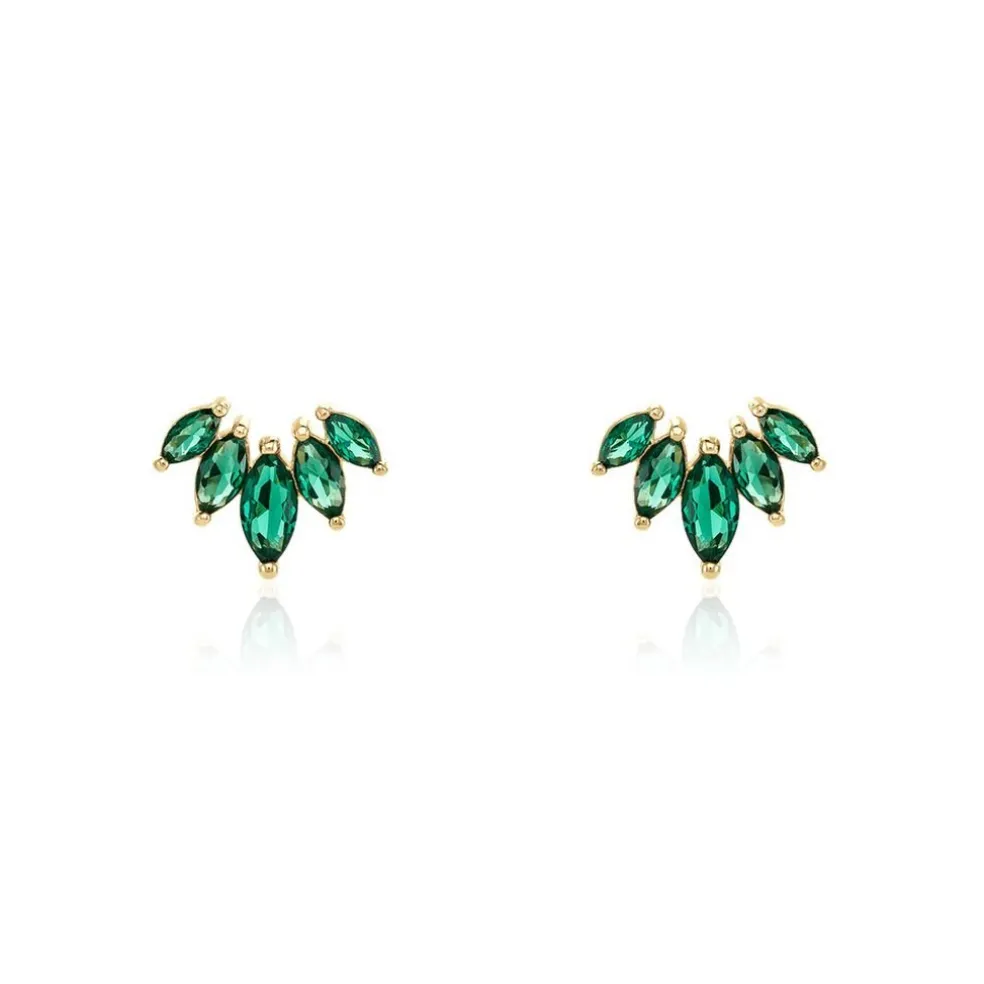 Boucles D'oreilles Puces Amazonia Plaqué Or Jaune Oxyde De Zirconium
