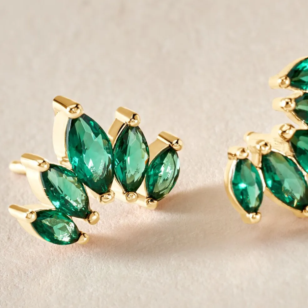 Boucles D'oreilles Puces Amazonia Plaqué Or Jaune Oxyde De Zirconium
