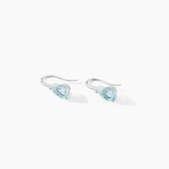Boucles D'oreilles Puces Anesa Or Blanc Topaze