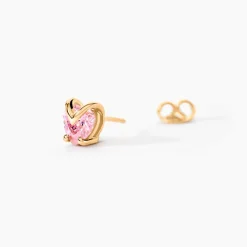 Boucles D'oreilles Puces Abelinia Plaqué Or Jaune Oxyde De Zirconium