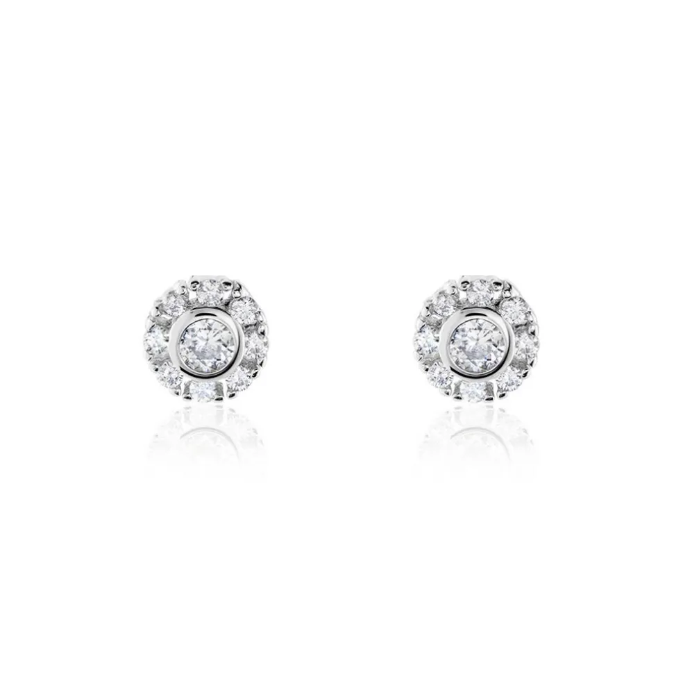 Boucles D'oreilles Puces Argent Blanc Gwenegan Oxydes De Zirconium