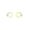 Boucles D'oreilles Puces Anne-maudae Double Coeurs Or Bicolore