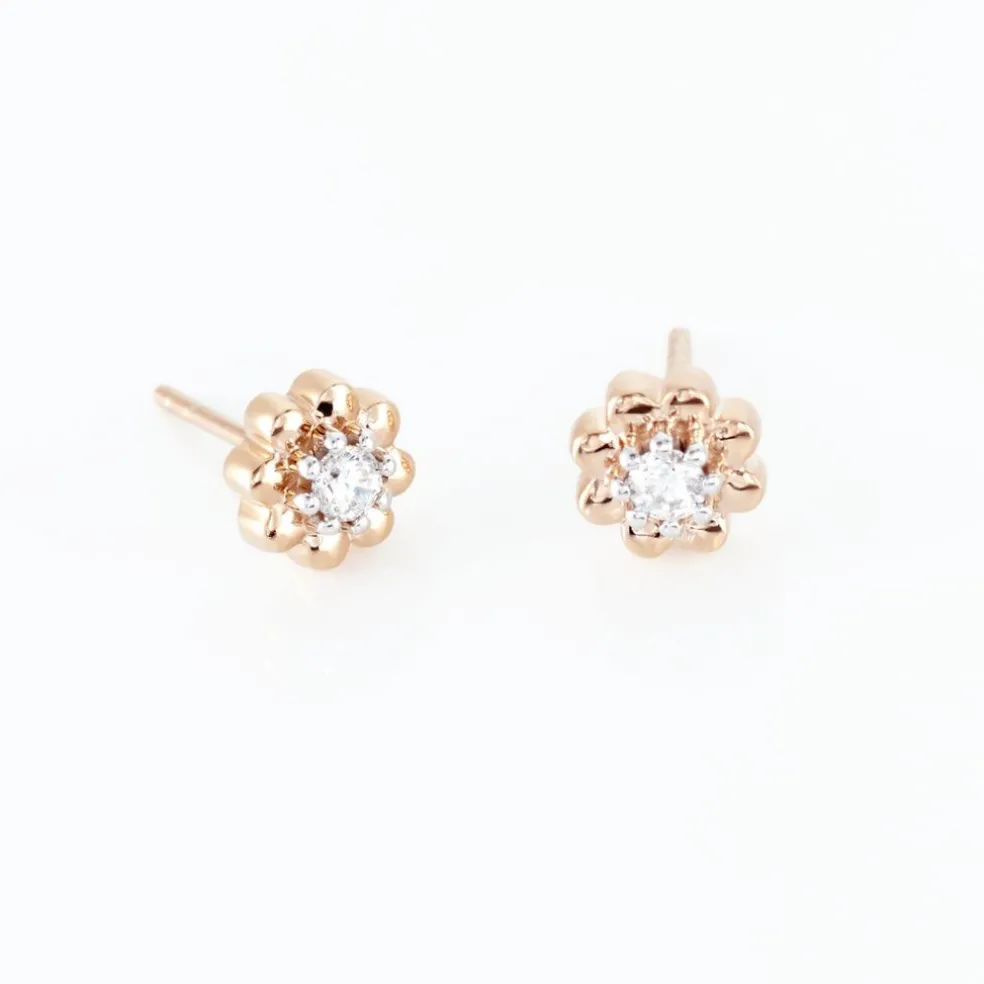Boucles D'oreilles Puces Argent Rose Donella Oxyde De Zirconium