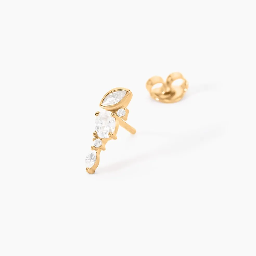 Boucles D'Oreilles Puces Aurena Plaqué Or Jaune Oxyde De Zirconium