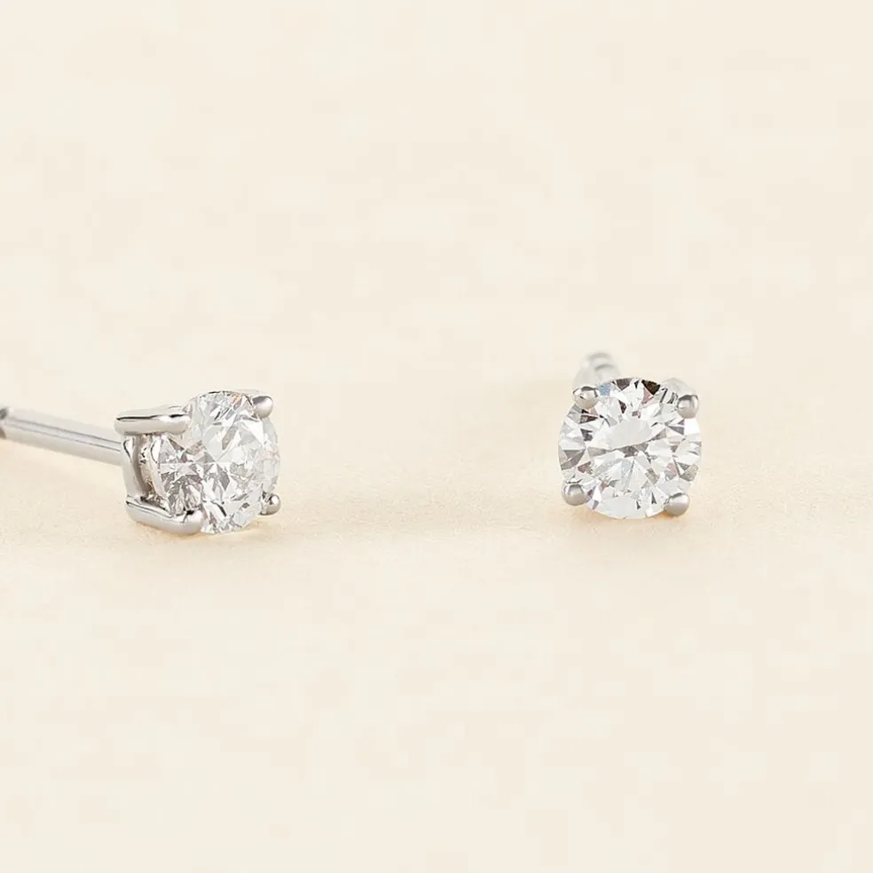 Boucles D'oreilles Puces Aphrodite Platine Blanc Diamant
