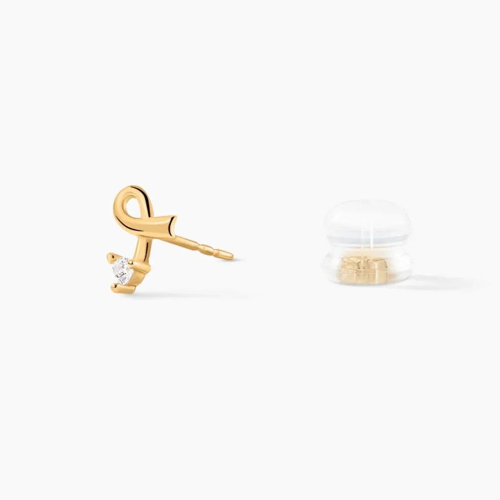 Boucles D'oreilles Puces Alvina Ruban Or Jaune Oxyde De Zirconium