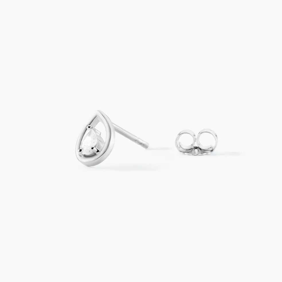Boucles D'oreilles Puces Argent Blanc Temusio Oxydes De Zirconium