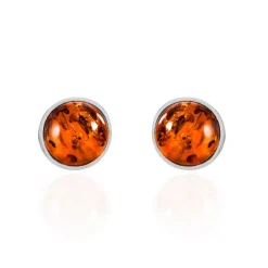 Boucles D'oreilles Puces Argent Blanc Acacia  Ambre