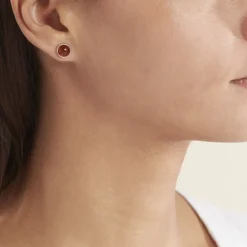 Boucles D'oreilles Puces Argent Blanc Acacia Ambre
