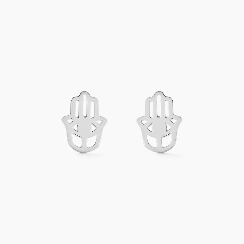 Boucles D'oreilles Puces Abby Argent Blanc
