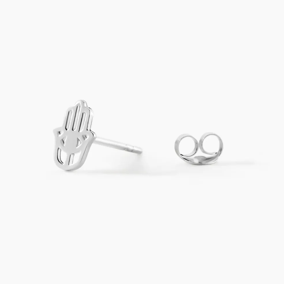 Boucles D'oreilles Puces Abby Argent Blanc