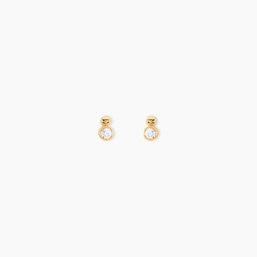 Boucles D'Oreilles Puces Aura Plaque Or Jaune Oxyde De Zirconium
