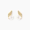 Boucles D'oreilles Puces Antoinette Or Jaune Perle De Culture