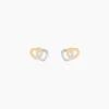 Boucles D'oreilles Puces Anne-maudae Double Coeurs Or Bicolore