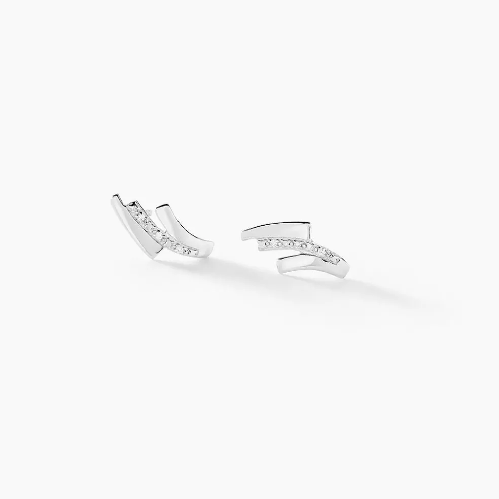 Boucles D'oreilles Puces Ainhoa Or Blanc Diamant