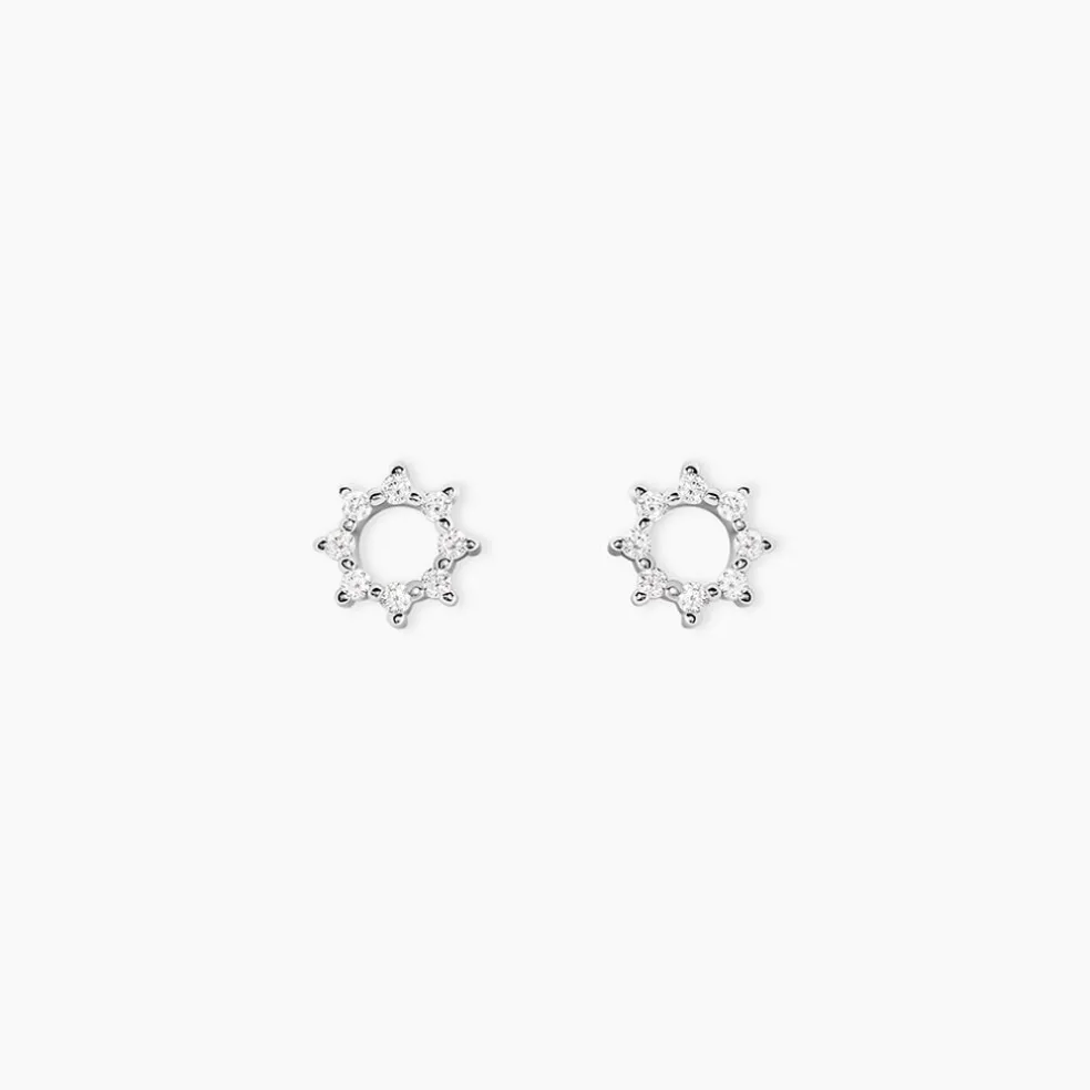 Boucles D'oreilles Puces Ama Argent Blanc Oxyde De Zirconium