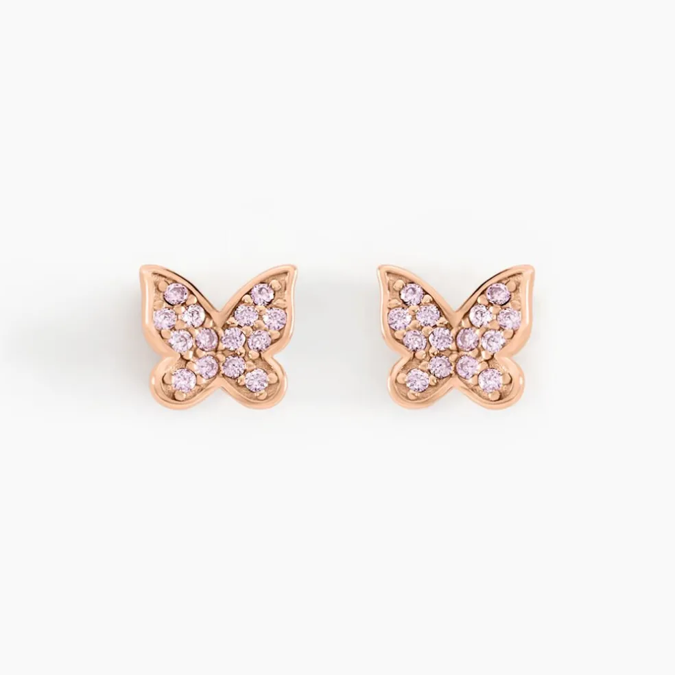 Boucles D'oreilles Puces Anne-lise Argent Rose Oxyde De Zirconium