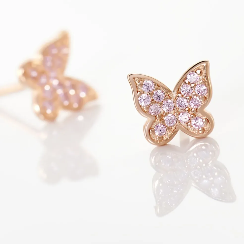 Boucles D'oreilles Puces Anne-lise Argent Rose Oxyde De Zirconium