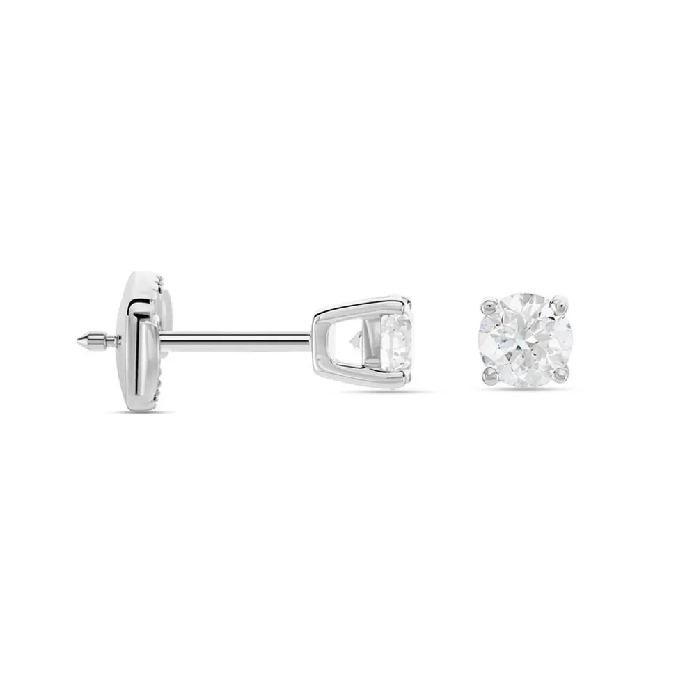 Boucles D'oreilles Puces Aphrodite Or Blanc Diamants