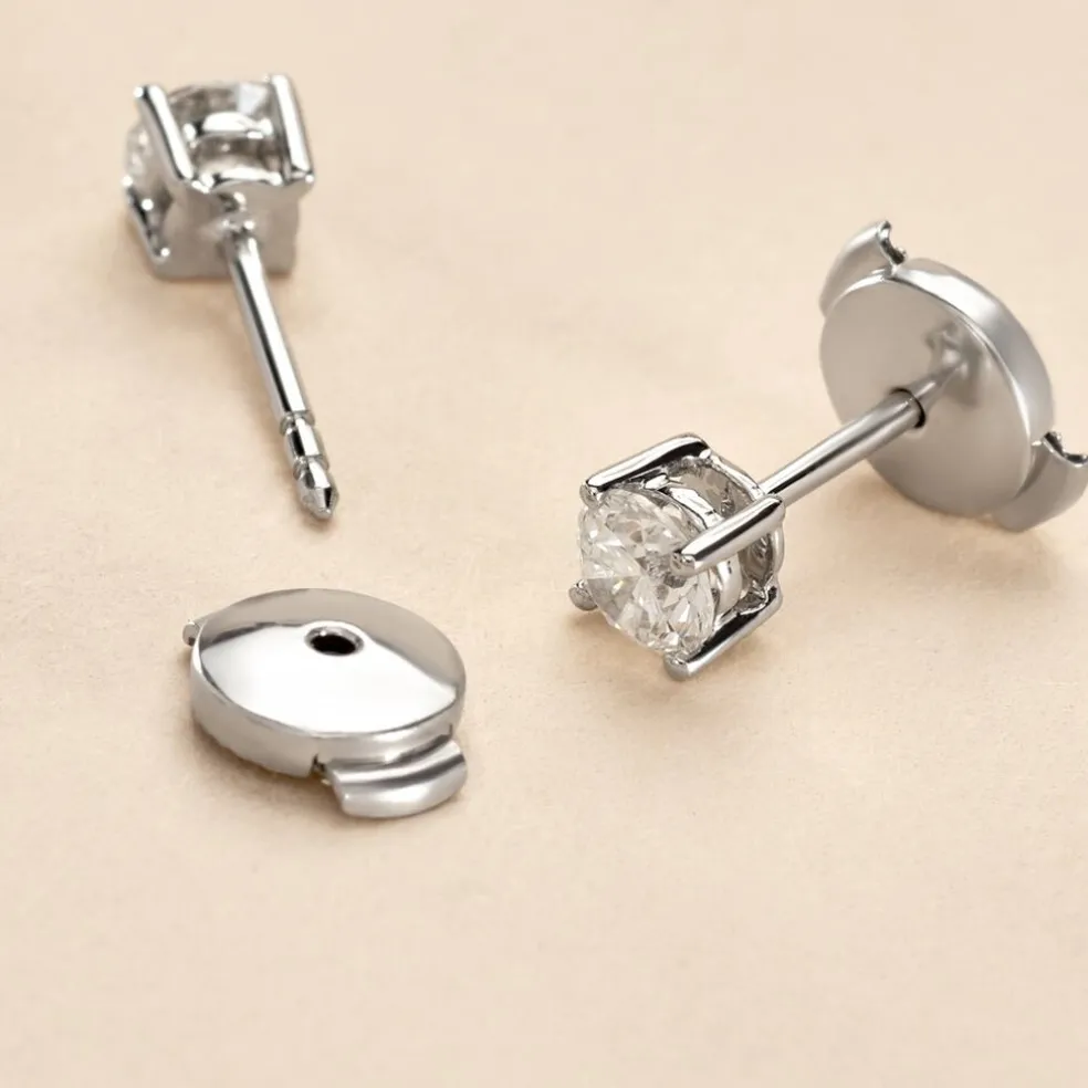 Boucles D'oreilles Puces Aphrodite Or Blanc Diamants