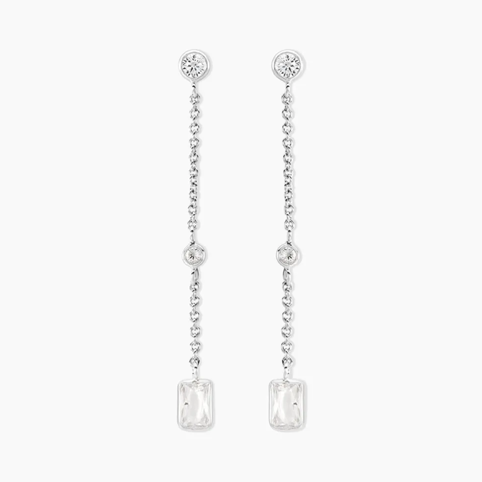 Boucles D'oreilles Puces Argane Argent Blanc Oxyde De Zirconium