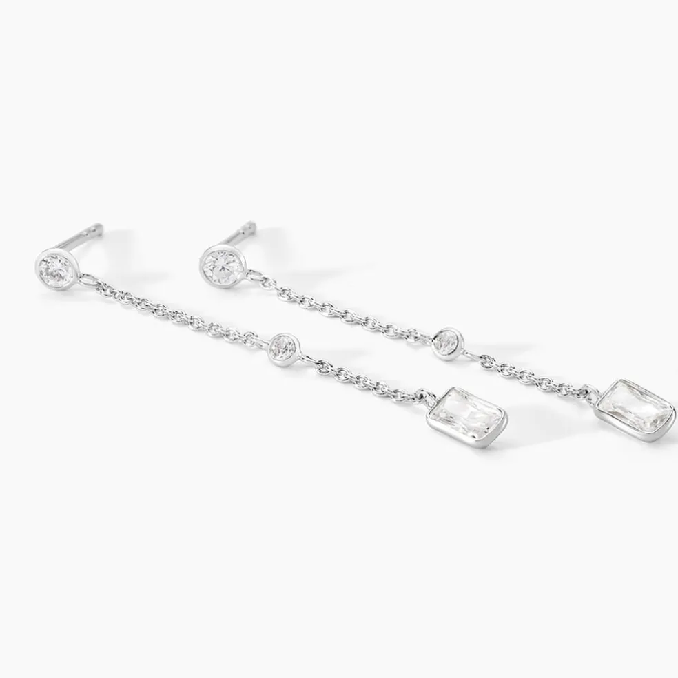 Boucles D'oreilles Puces Argane Argent Blanc Oxyde De Zirconium