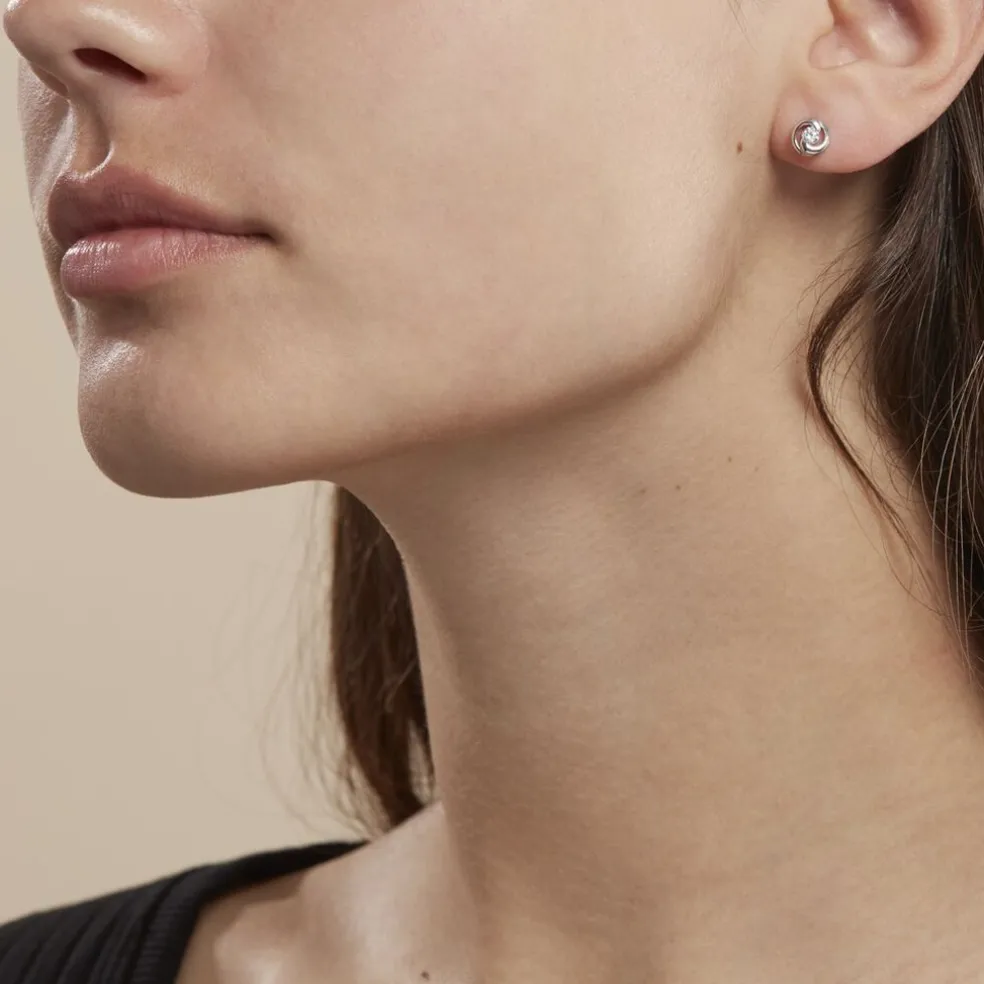 Boucles D'oreilles Puces Anne-andree Argent Blanc Oxyde De Zirconium