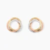 Boucles D'oreilles Puces Amaiur Or Tricolore Oxydes De Zirconium
