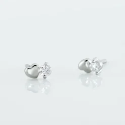 Boucles D'oreilles Puces Amani Argent Blanc Oxyde De Zirconium