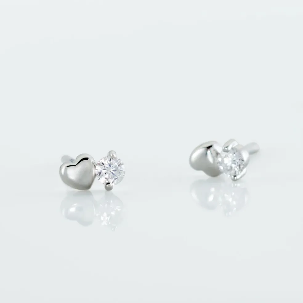 Boucles D'oreilles Puces Amani Argent Blanc Oxyde De Zirconium