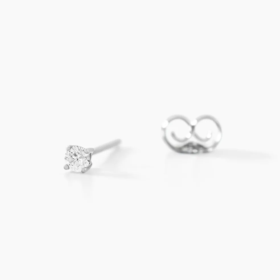 Boucles D'oreilles Puces Aphrodite Or Blanc Diamant
