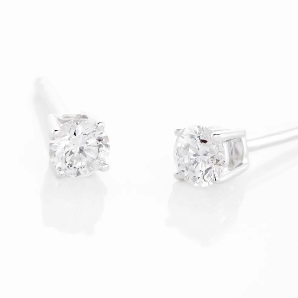 Boucles D'oreilles Puces Aphrodite Or Blanc Diamant