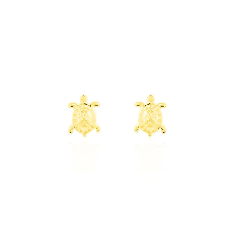 Boucles D'oreilles Puces Almahae Tortue Or Jaune