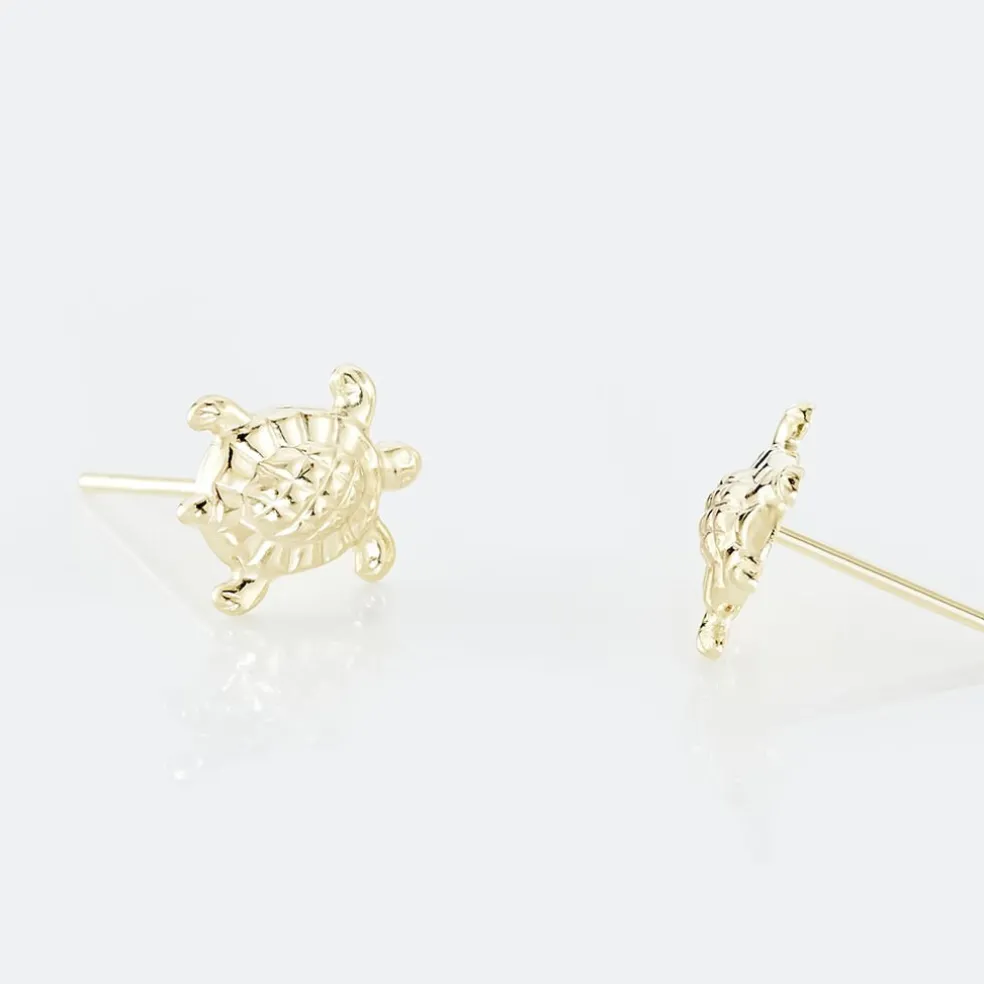 Boucles D'oreilles Puces Almahae Tortue Or Jaune