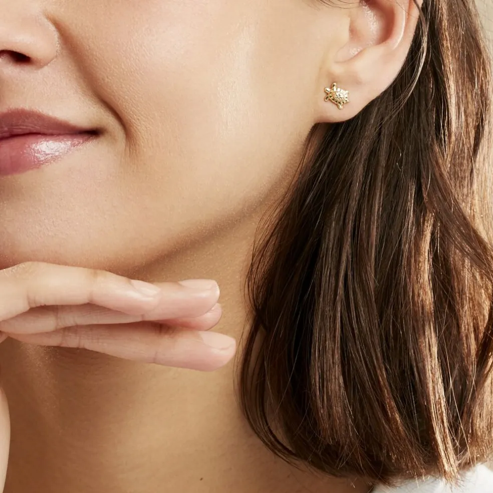 Boucles D'oreilles Puces Almahae Tortue Or Jaune