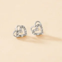Boucles D'oreilles Puces Aoki Argent Blanc Oxyde De Zirconium