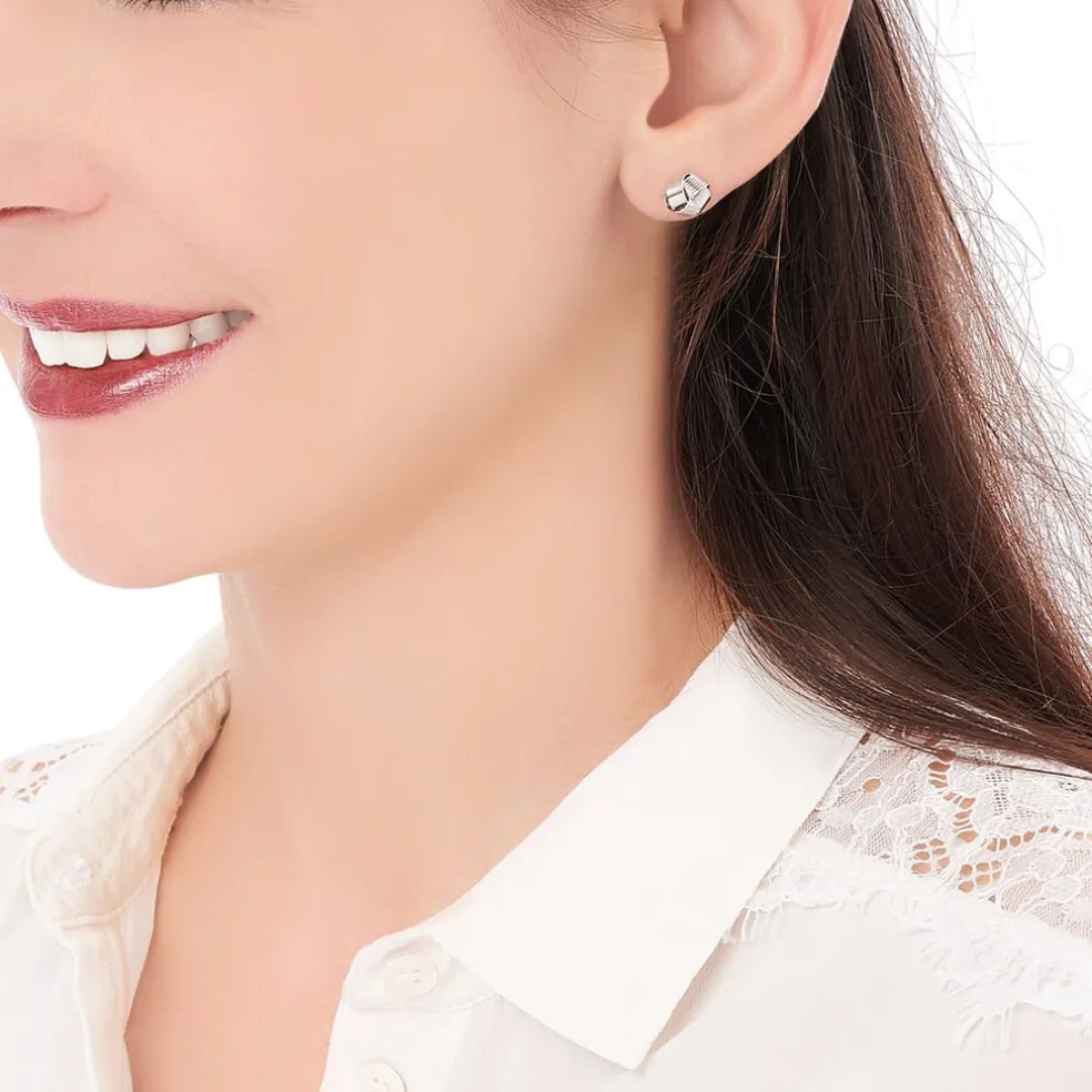 Boucles D'oreilles Puces Albanne Argent Blanc