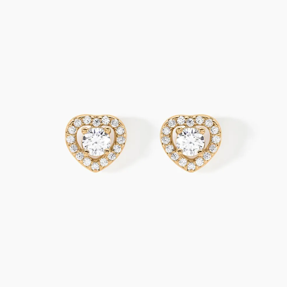 Boucles D'oreilles Puces Alais Plaqué Or Jaune Oxyde De Zirconium