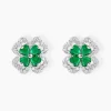 Boucles D'oreilles Puces Argent Blanc Deryn Verre Oxydes De Zirconium