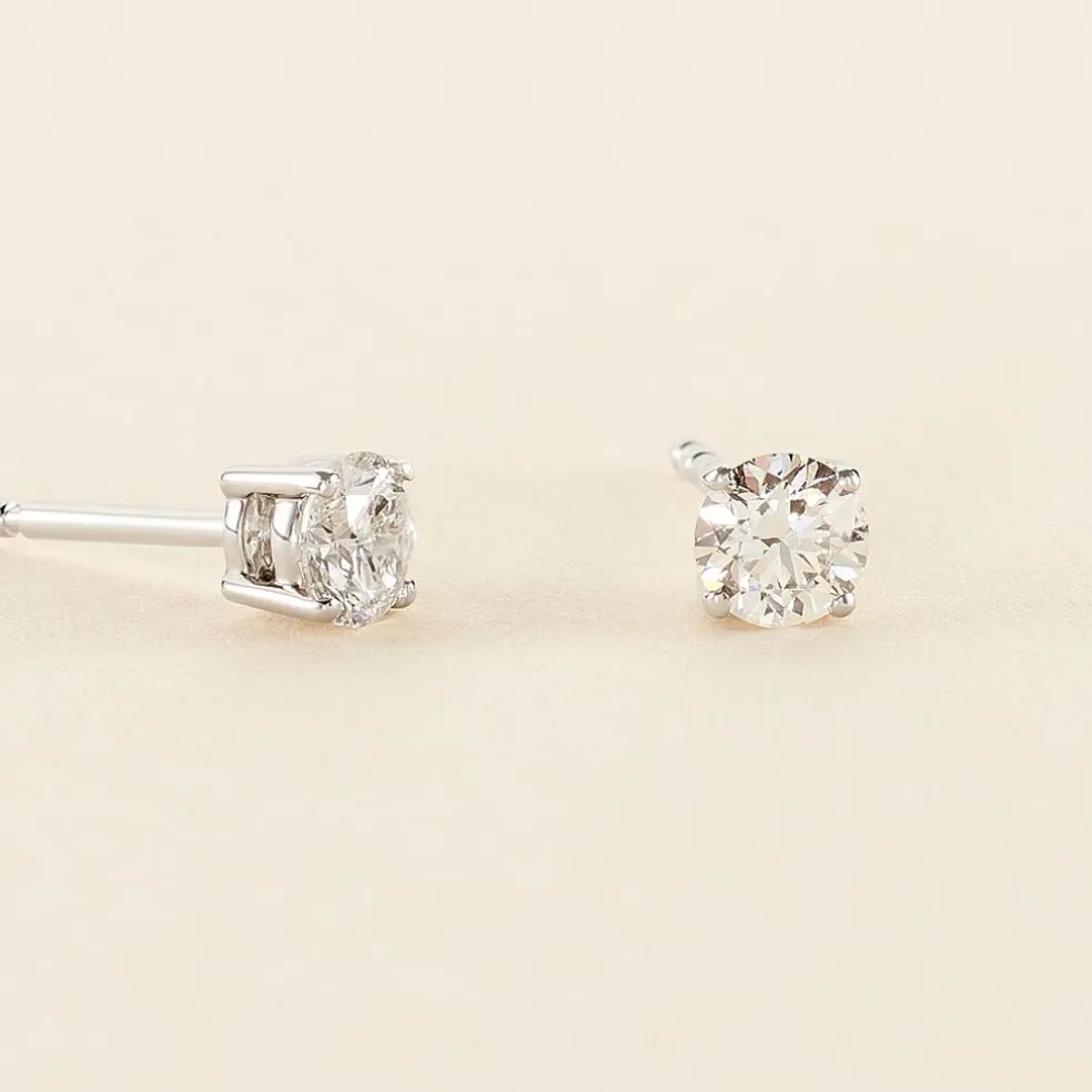Boucles D'oreilles Puces Aphrodite Platine Blanc Diamant