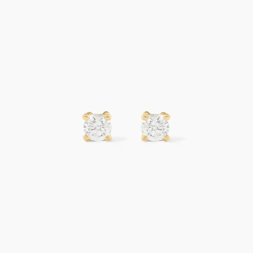 Boucles D'oreilles Puces Aphrodite Or Jaune Diamant