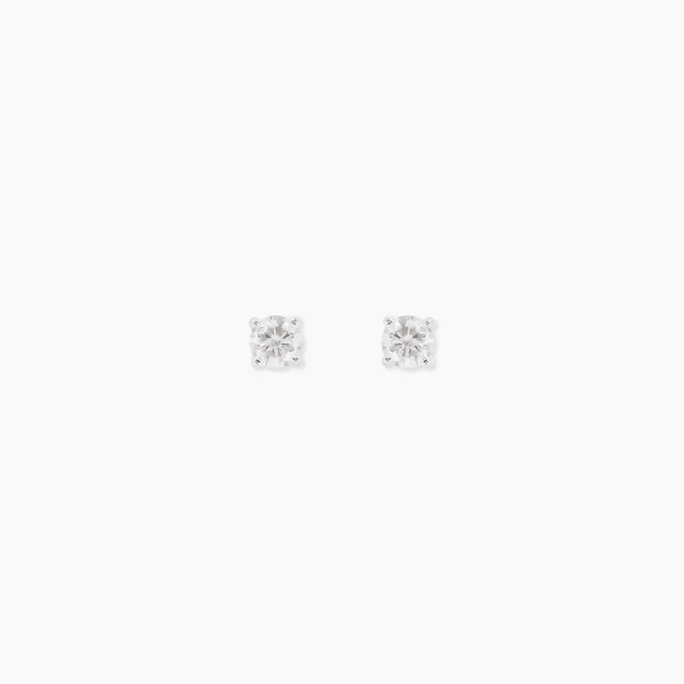 Boucles D'Oreilles Puces Aphrodite Or Blanc Diamant