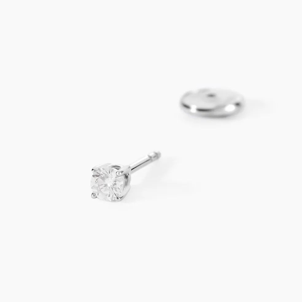Boucles D'Oreilles Puces Aphrodite Or Blanc Diamant