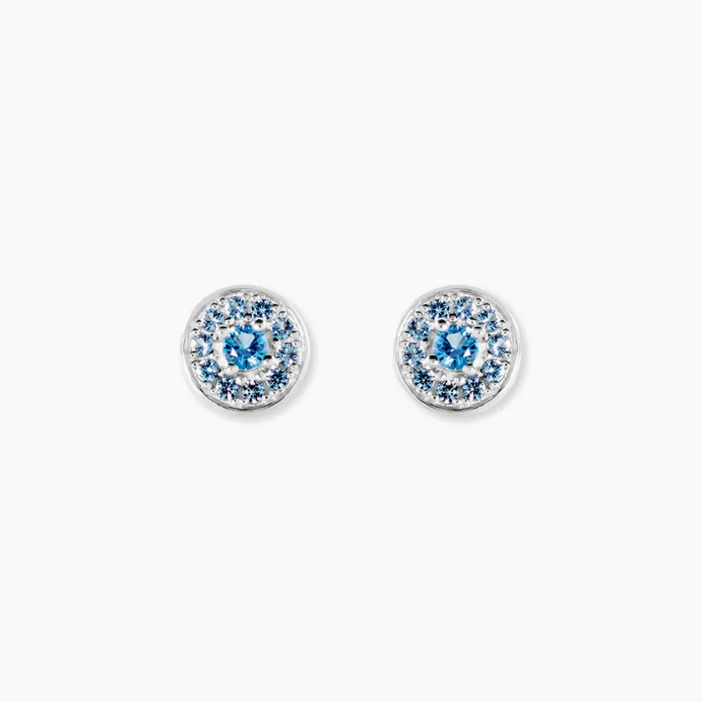Boucles D'oreilles Puces Auxana Argent Blanc Oxyde De Zirconium