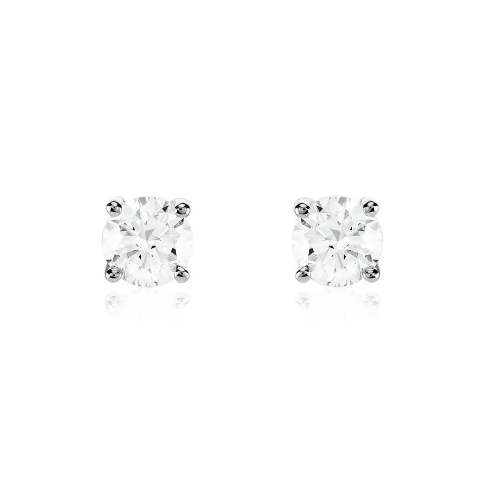 Boucles D'oreilles Puces Aphrodite Platine Blanc Diamant