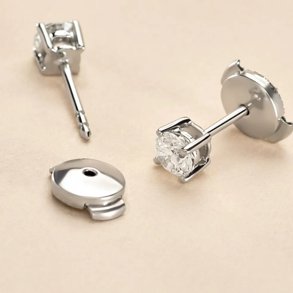 Boucles D'oreilles Puces Aphrodite Platine Blanc Diamant