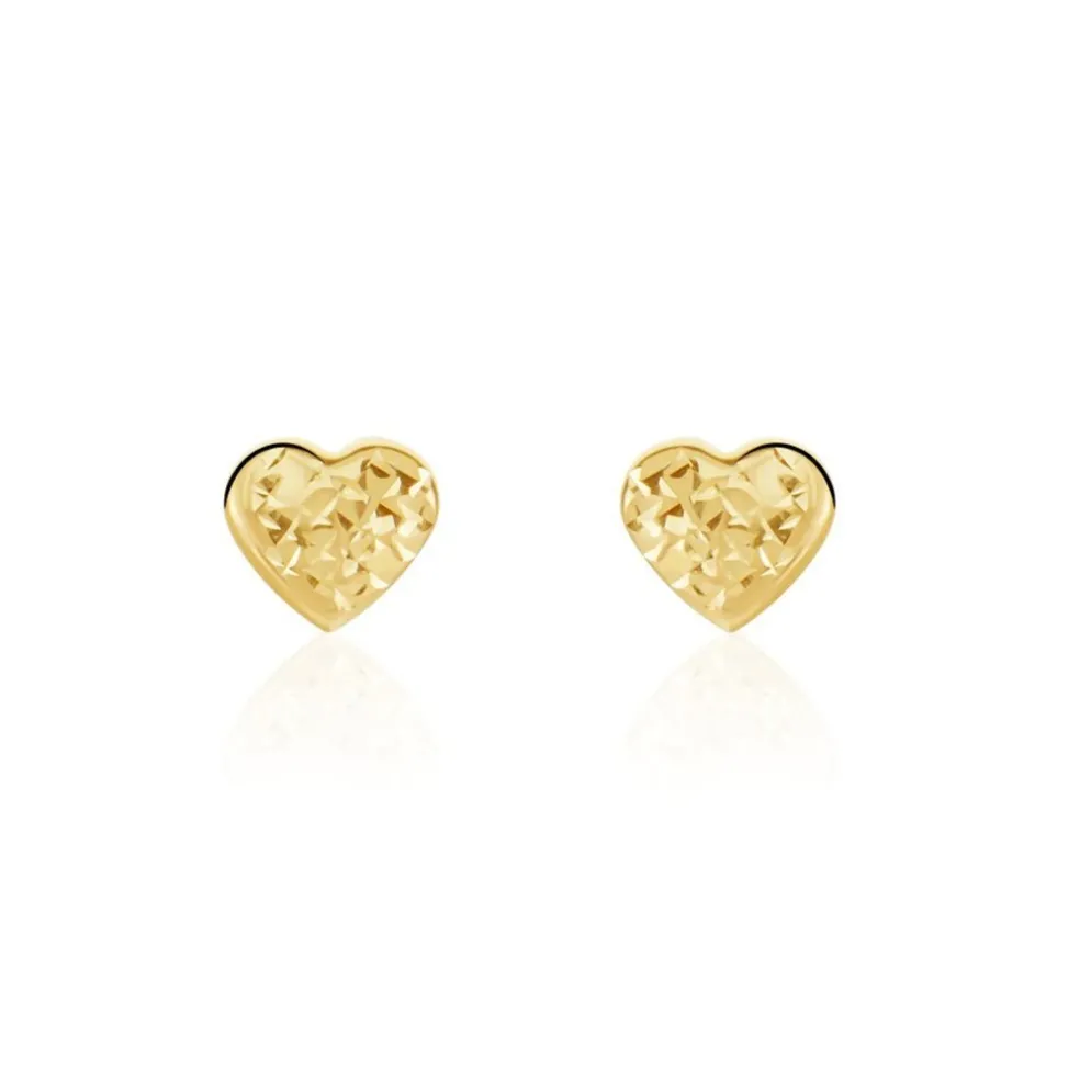 Boucles D'oreilles Puces Arisaema C艙ur Or Jaune