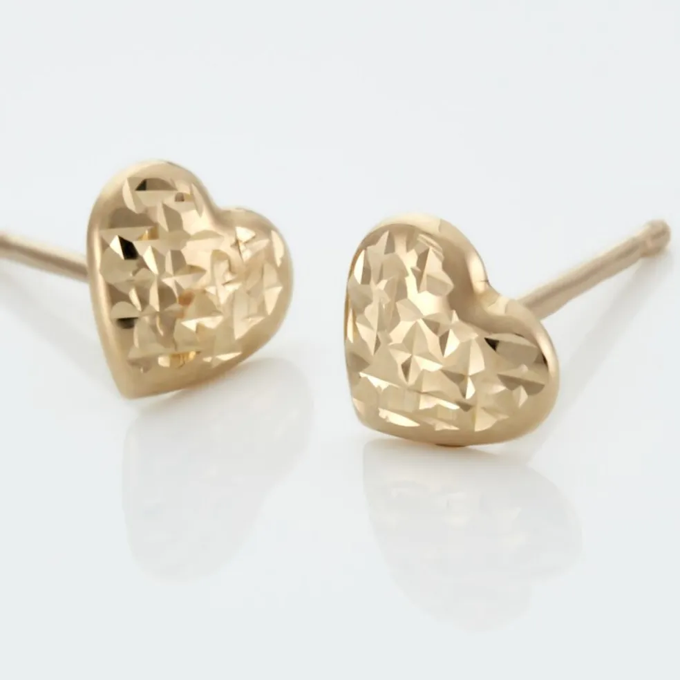 Boucles D'oreilles Puces Arisaema C艙ur Or Jaune